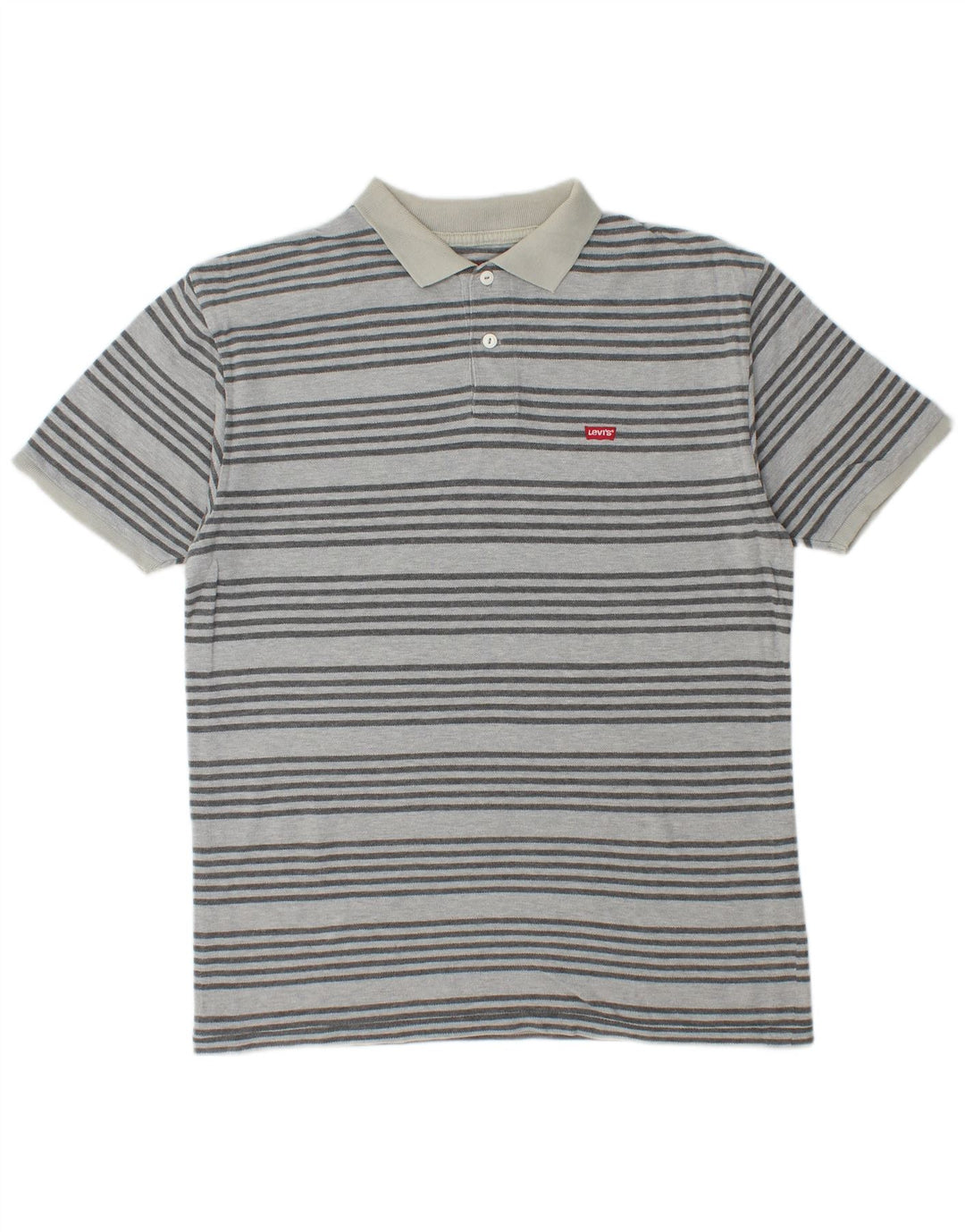 LEVI'S Mens Polo Shirt Medium Blue Striped Cotton