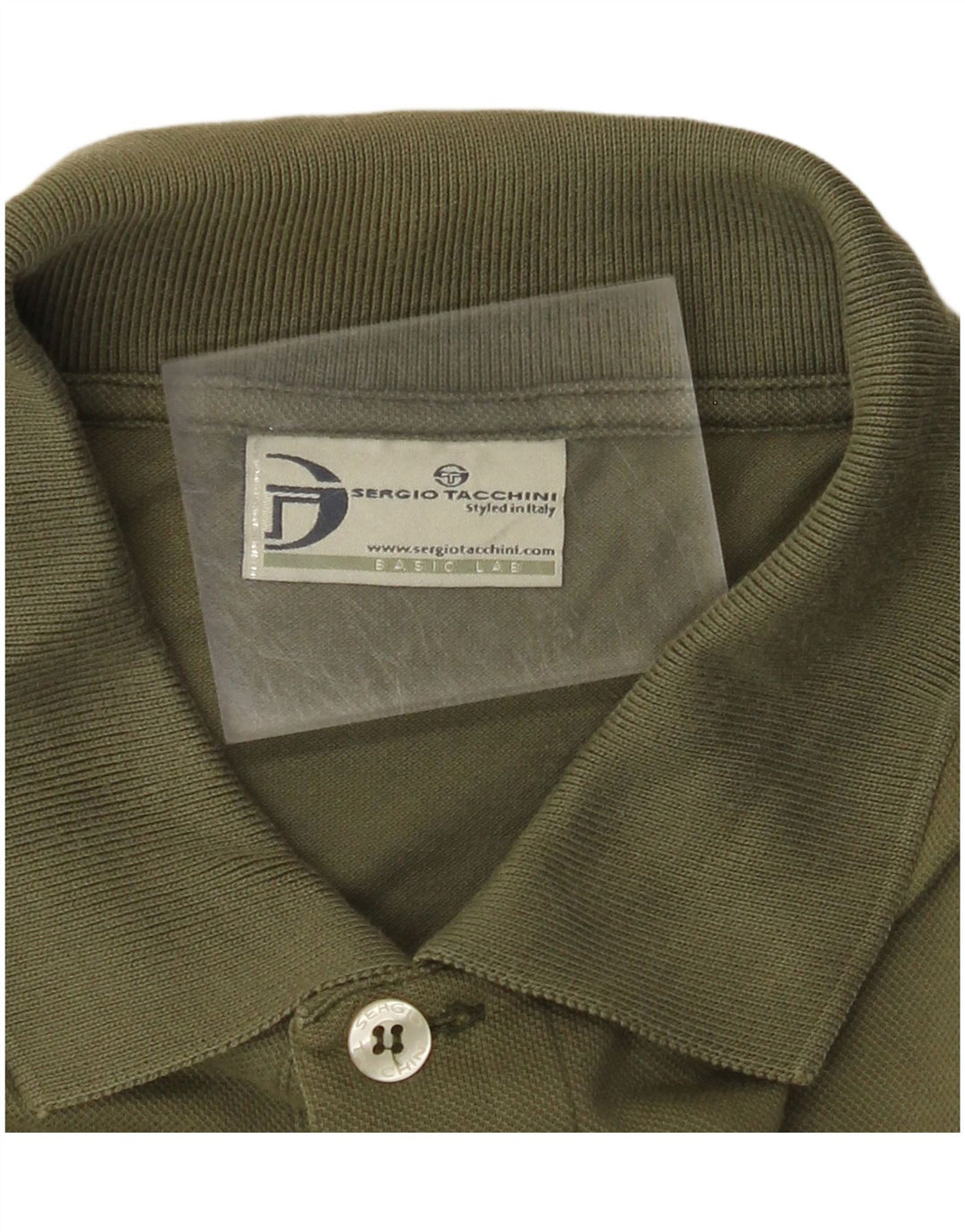 SERGIO TACCHINI Mens Polo Shirt Small Khaki Colourblock