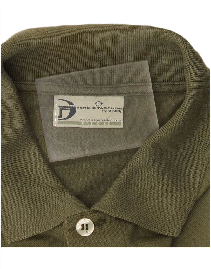 SERGIO TACCHINI Mens Polo Shirt Small Khaki Colourblock