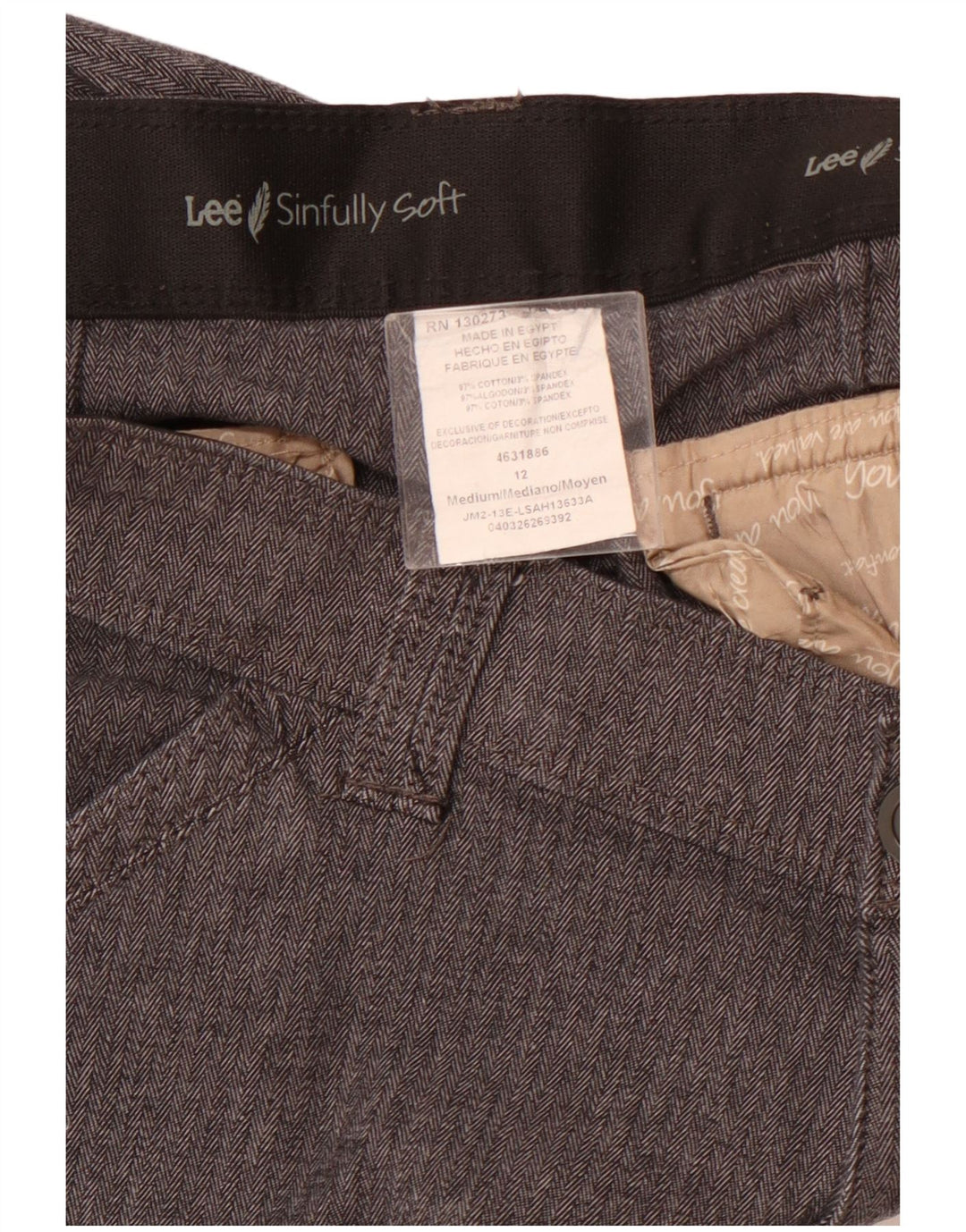 LEE Womens Straight Casual Trousers US 12 Large W32 L31 Grey Herringbone