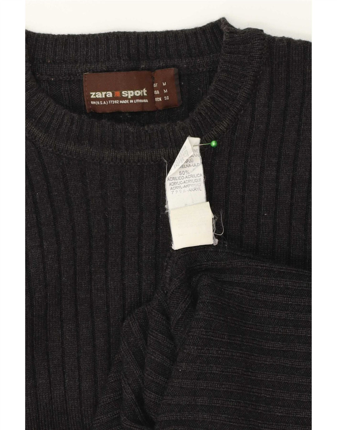 Zara Mens Crew Neck Jumper Sweater Medium Grey Wool