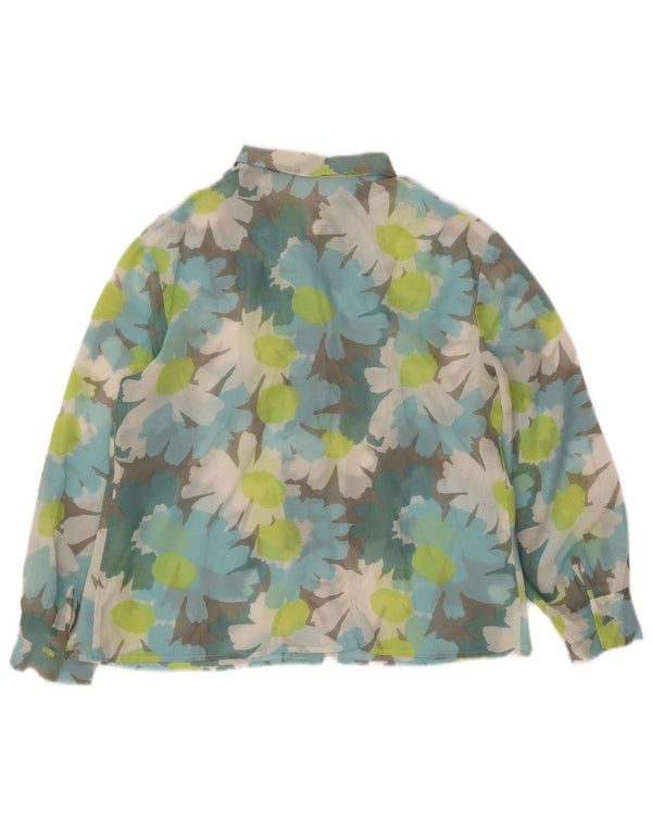 VINTAGE Womens 3/4 Sleeve Shirt Blouse UK 14 Large Multicoloured Floral