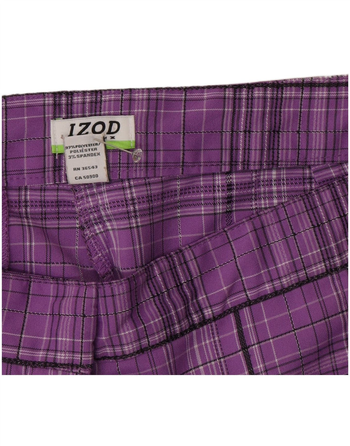 Izod Womens Bermuda Shorts US 16 2XL W34 Purple Check Polyester
