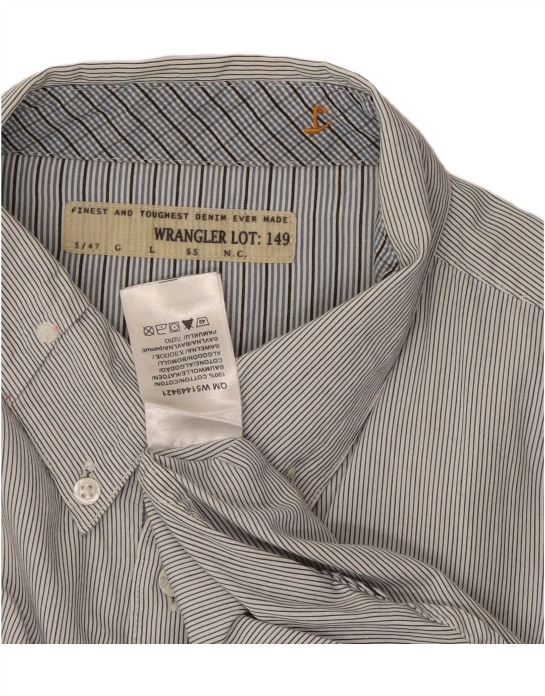 WRANGLER Mens Shirt Large Grey Pinstripe Cotton