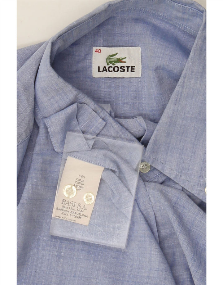 LACOSTE Mens Short Sleeve Shirt Size 40 Medium Blue Cotton