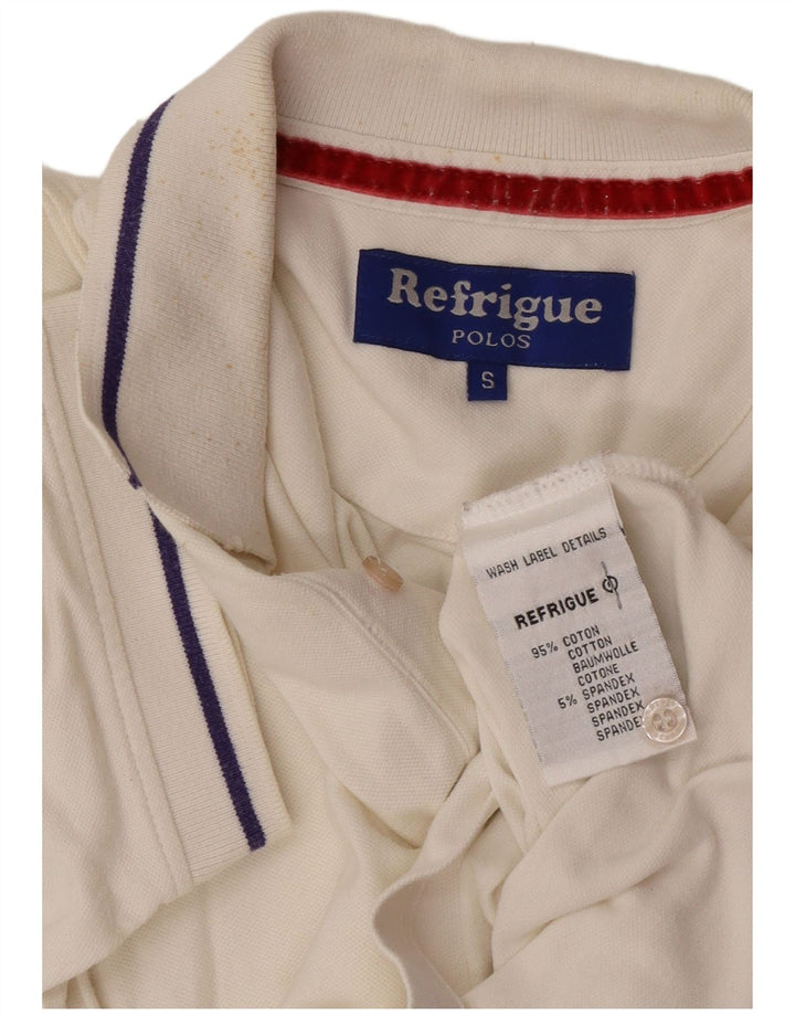 Refrigue Mens Polo Shirt Small White Cotton