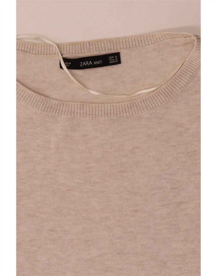 Zara Womens Oversized Boat Neck Jumper Sweater UK 14 Medium Beige