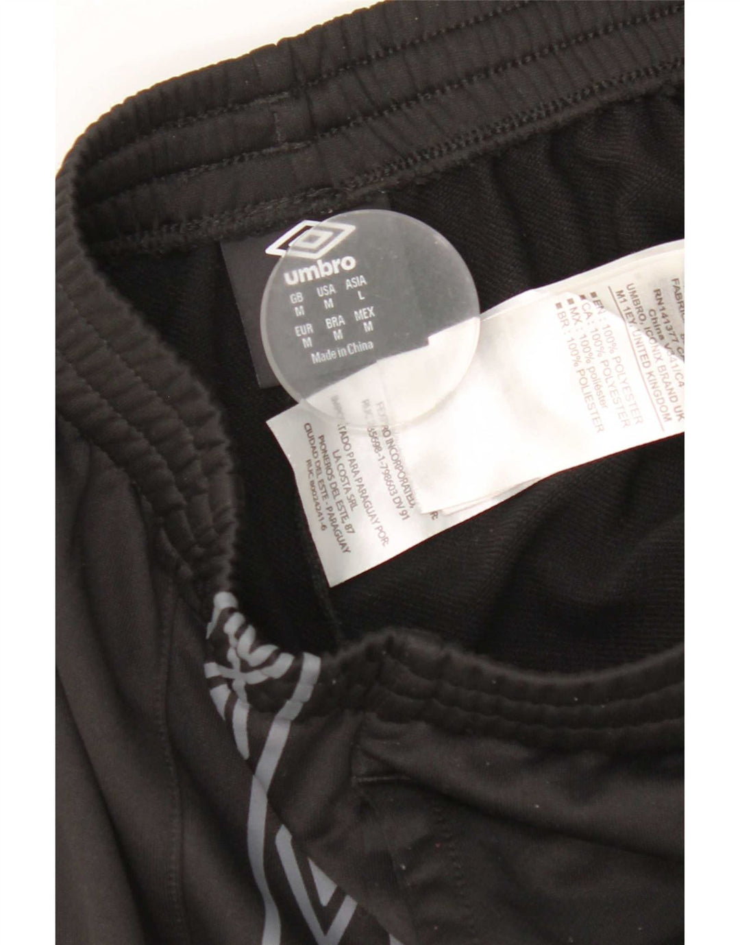 Umbro Mens Graphic Tracksuit Trousers Medium Black Polyester