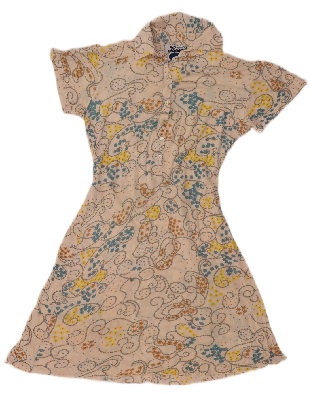 SUPERDRY Womens A-Line Dress UK 14 Medium Beige Floral