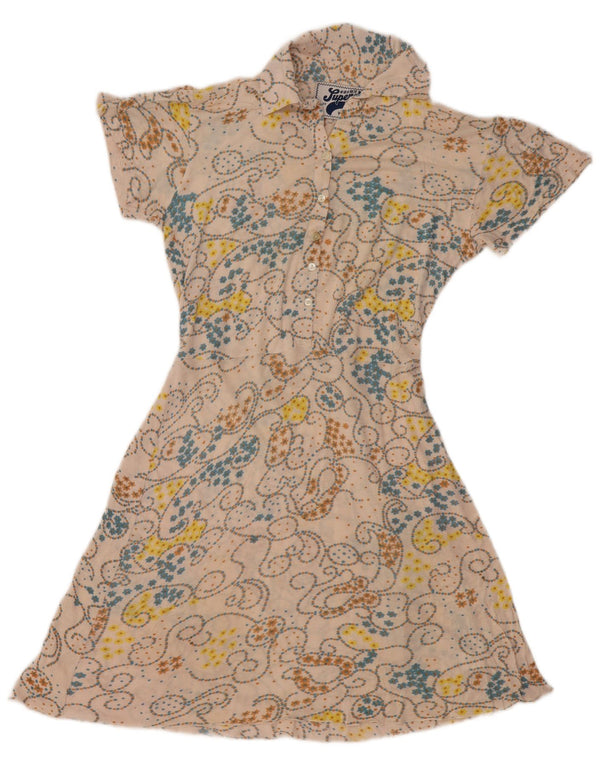SUPERDRY Womens A-Line Dress UK 14 Medium Beige Floral