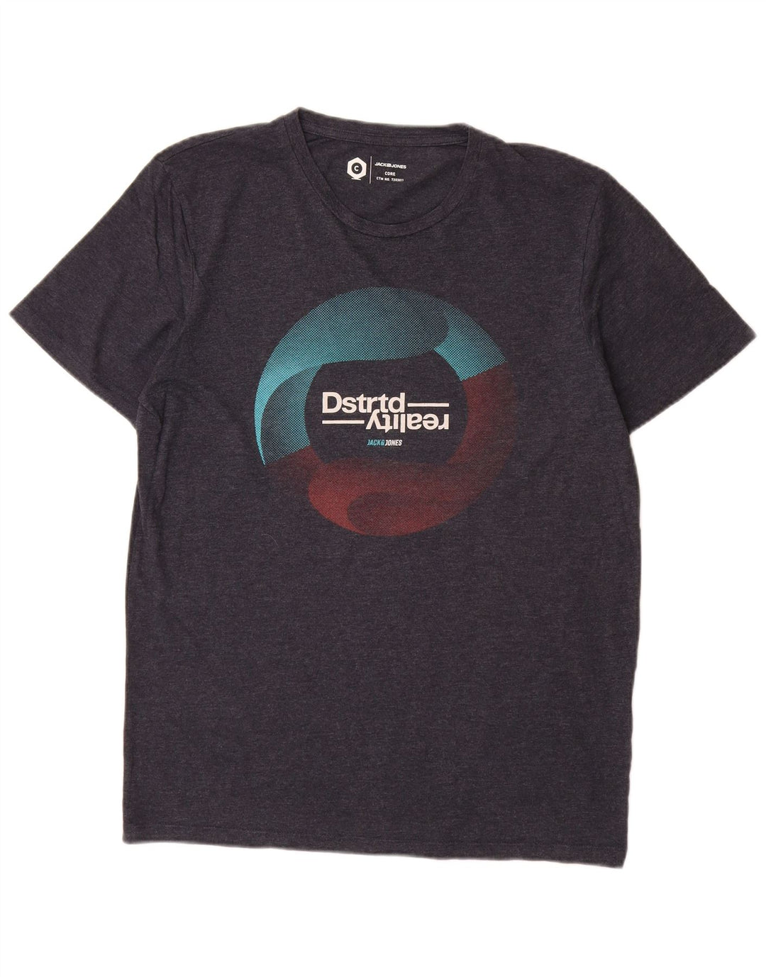 Jack & Jones Mens Graphic T-Shirt Top Large Navy Blue