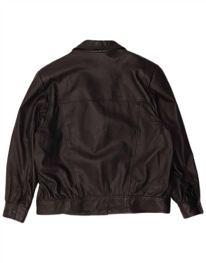 Vintage Womens Bomber Leather Jacket UK 18 XL Black