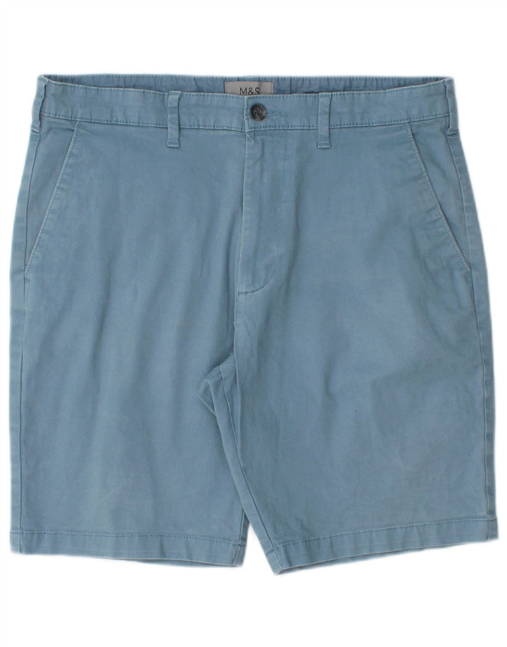 Marks & Spencer Mens Chino Shorts W32 Medium Blue Cotton