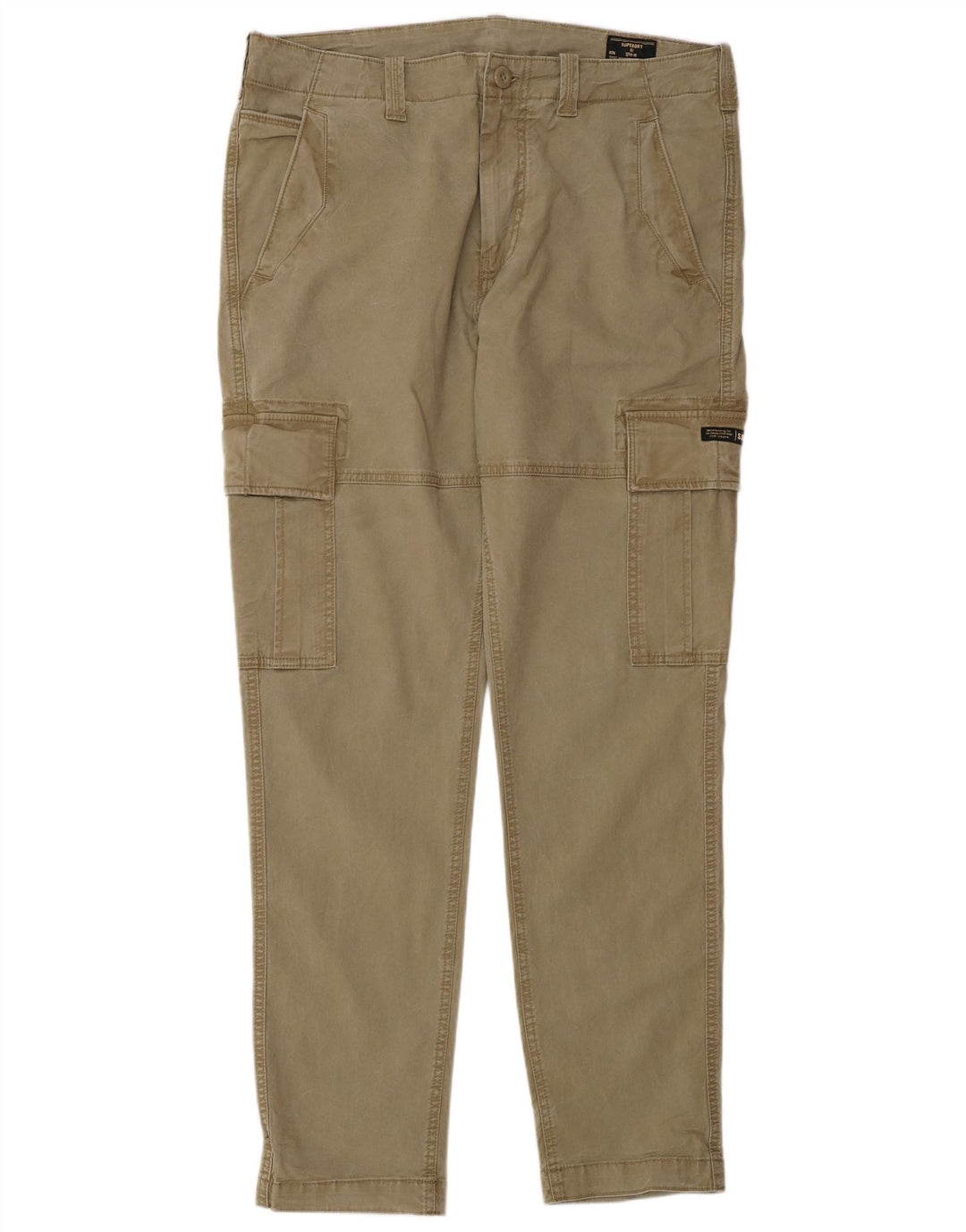 Superdry Mens Slim Cargo Trousers W34 L34 Beige Cotton