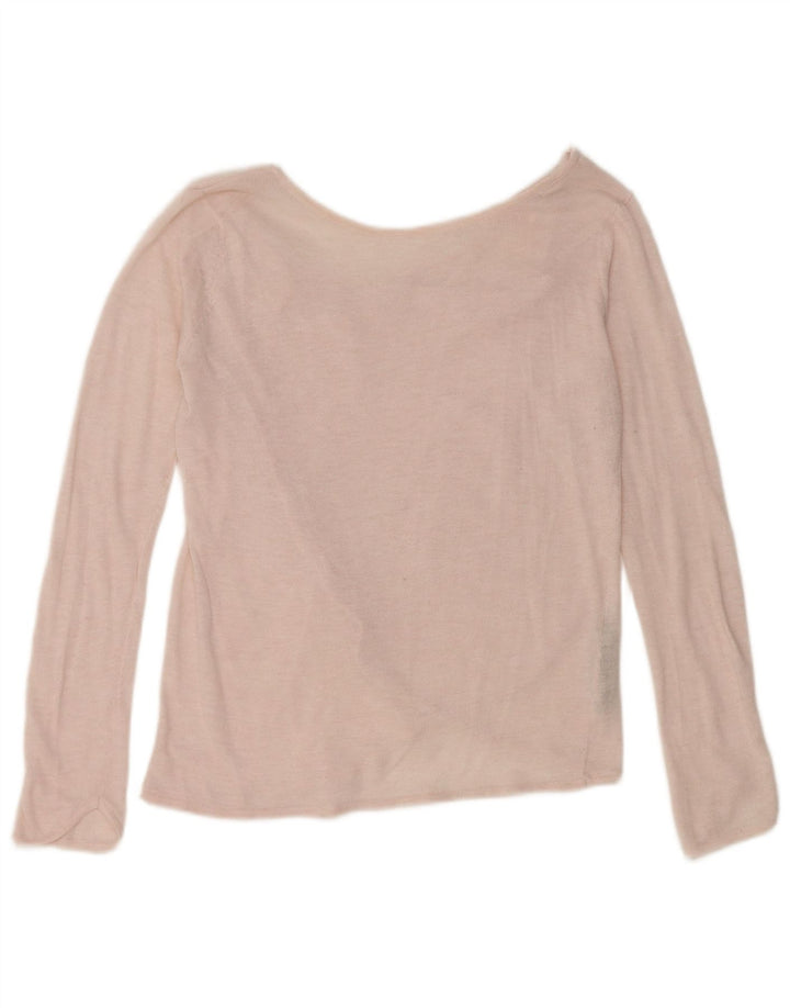 Zara Womens Boat Neck Jumper Sweater UK 12 Medium Pink Polyester