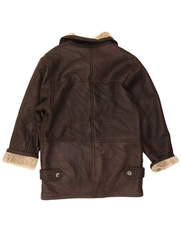 Vintage Womens Shearling Coat EU 38 Medium Brown Sheepskin