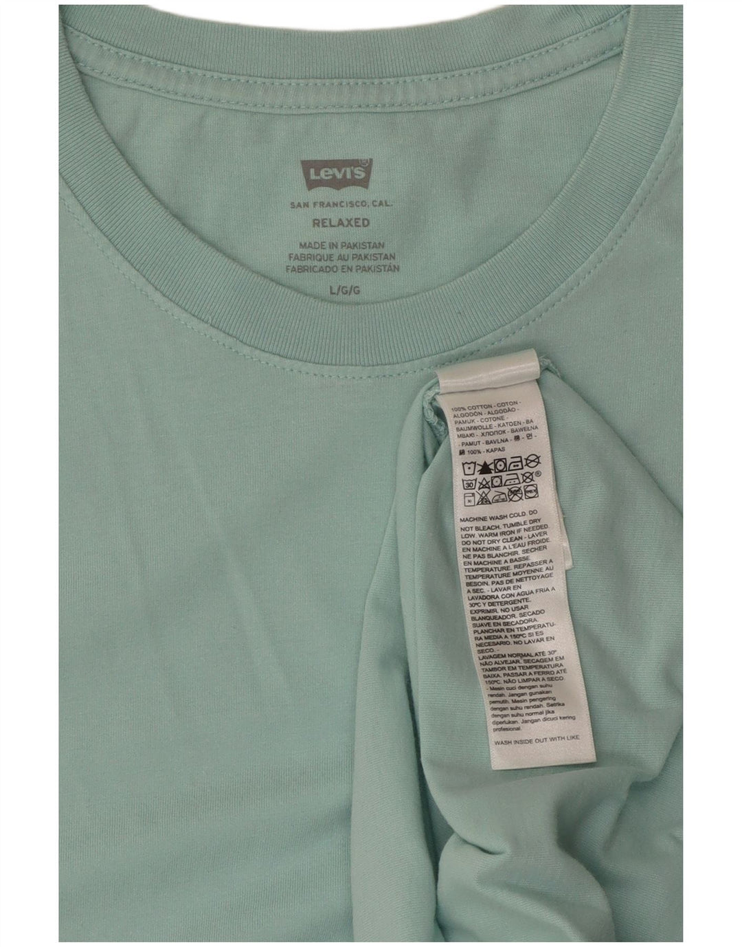 LEVI'S Mens Relaxed T-Shirt Top Large Turquoise Cotton
