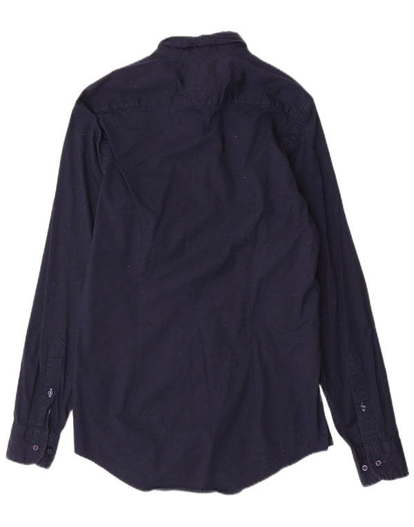 TOMMY HILFIGER Mens Slim Fit Shirt Small Navy Blue Cotton