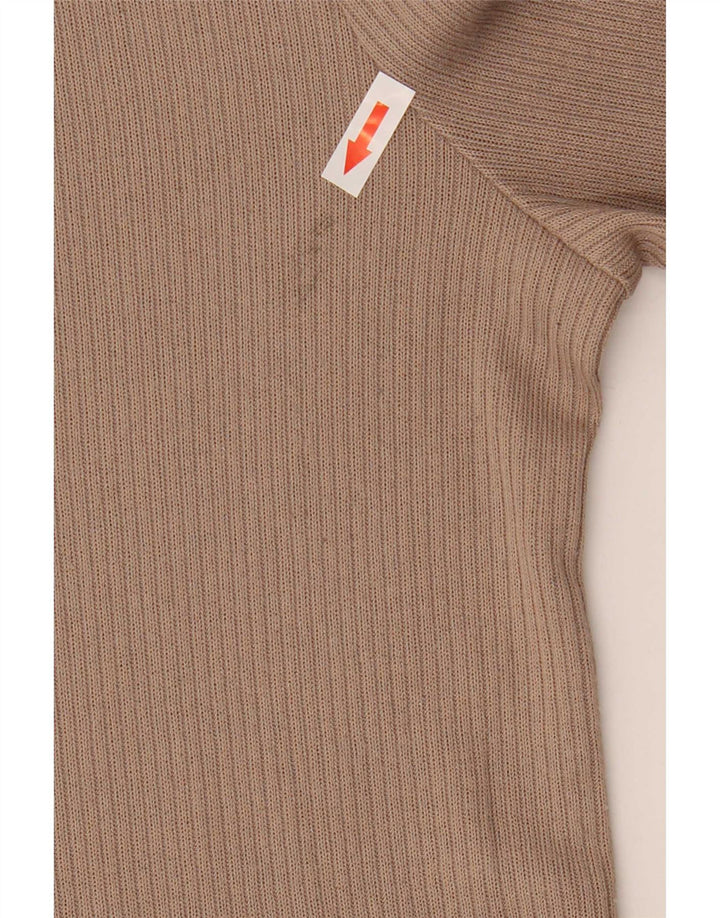 Marks & Spencer Womens Top Long Sleeve UK 14 Medium Beige Polyester