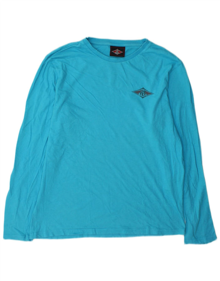 Bear Mens Graphic Top Long Sleeve Large Blue Cotton