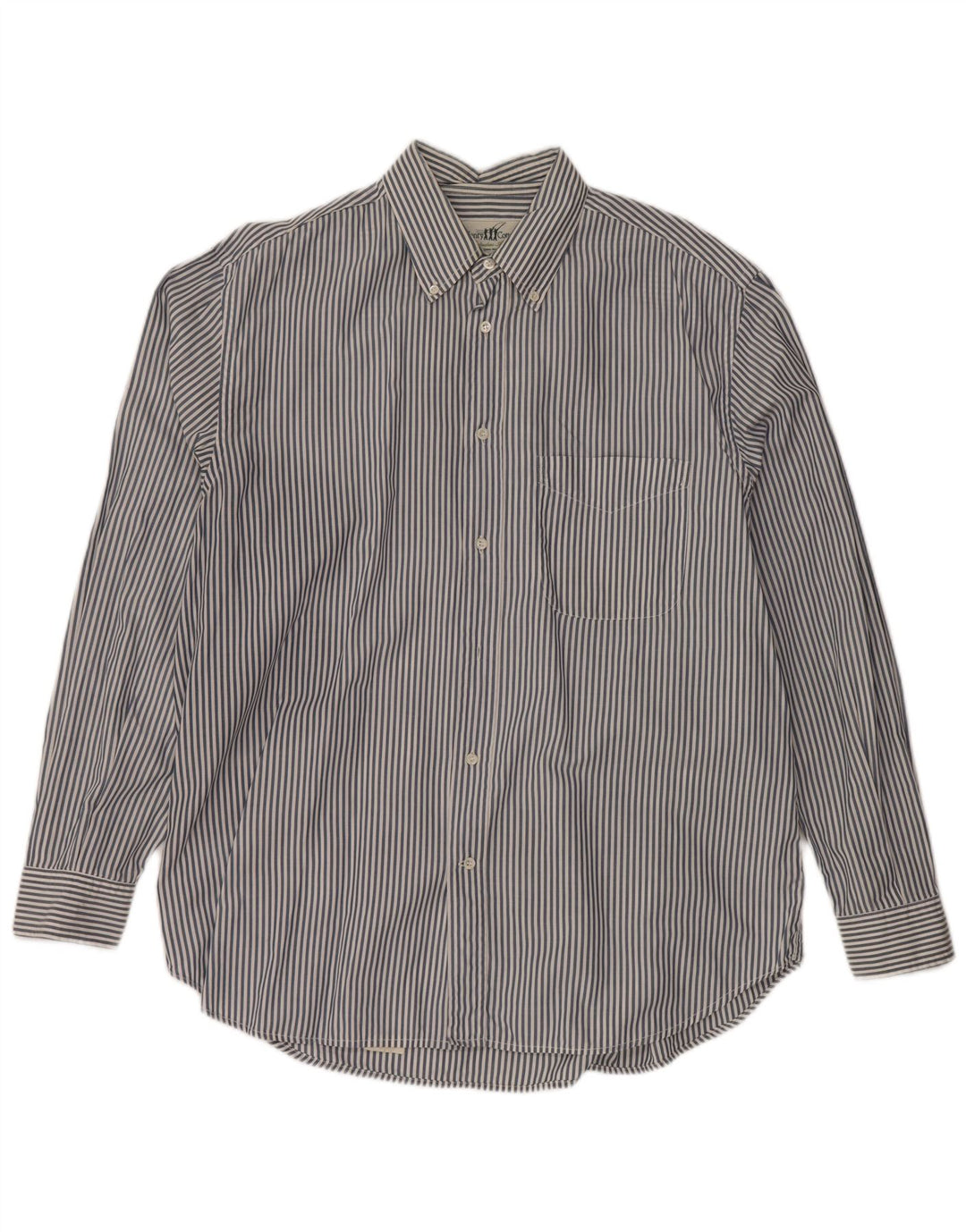 HENRY COTTONS Mens Shirt Size 43 XL Navy Blue Pinstripe Cotton