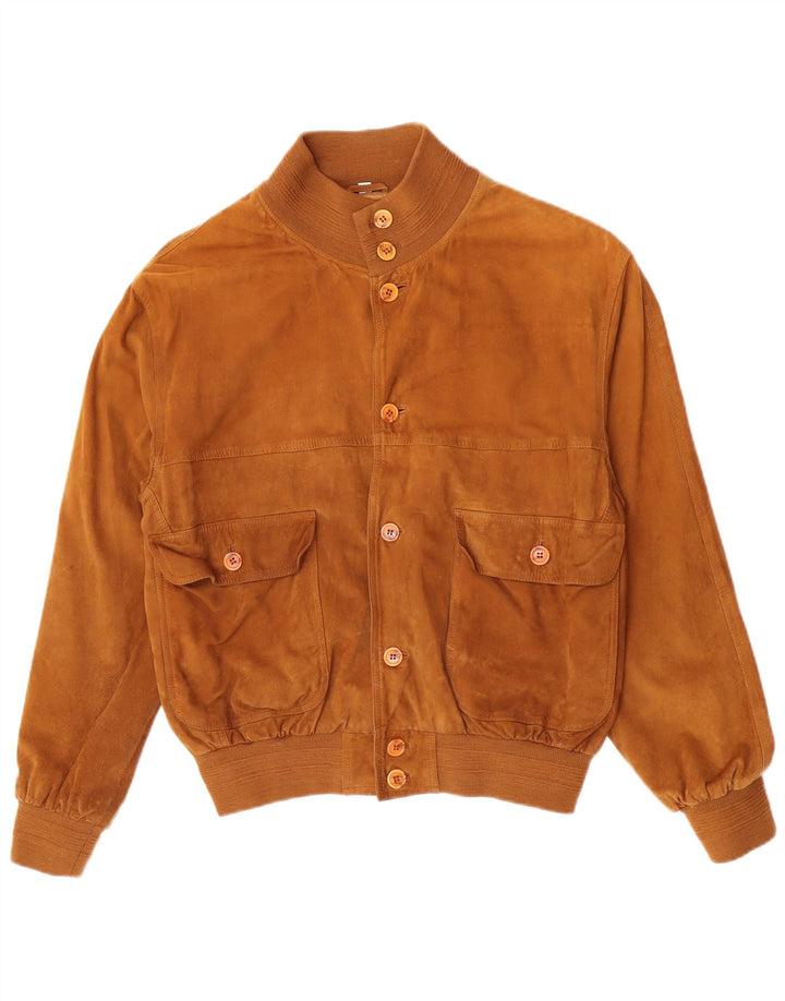 Essebi Mens Suede Bomber Jacket EU 50 Large Beige Leather