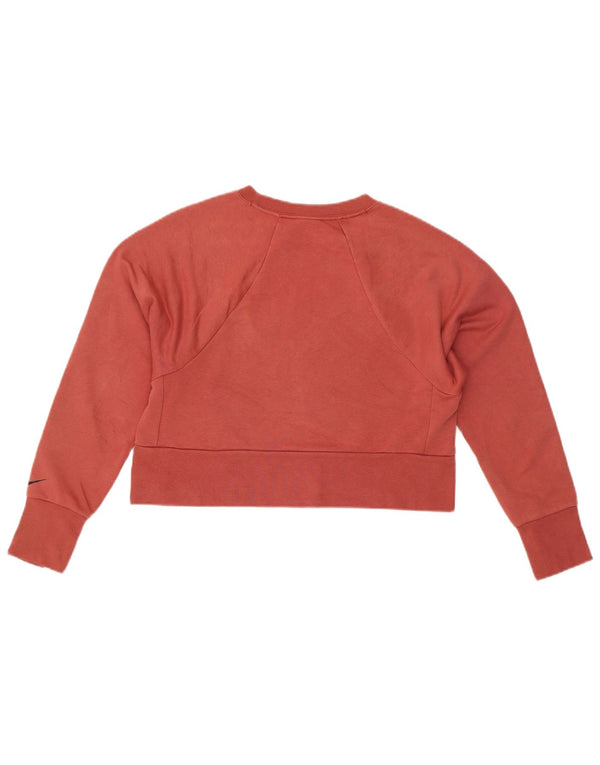 NIKE Womens Dri Fit Oversized Graphic Sweatshirt Jumper UK 6 XS Red Cotton