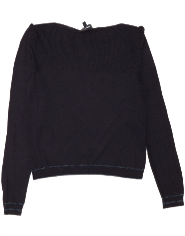 ARMANI Womens Boat Neck Jumper Sweater IT 44 Medium Navy Blue Vintage Armani and Second-Hand Armani from Messina Hembry 