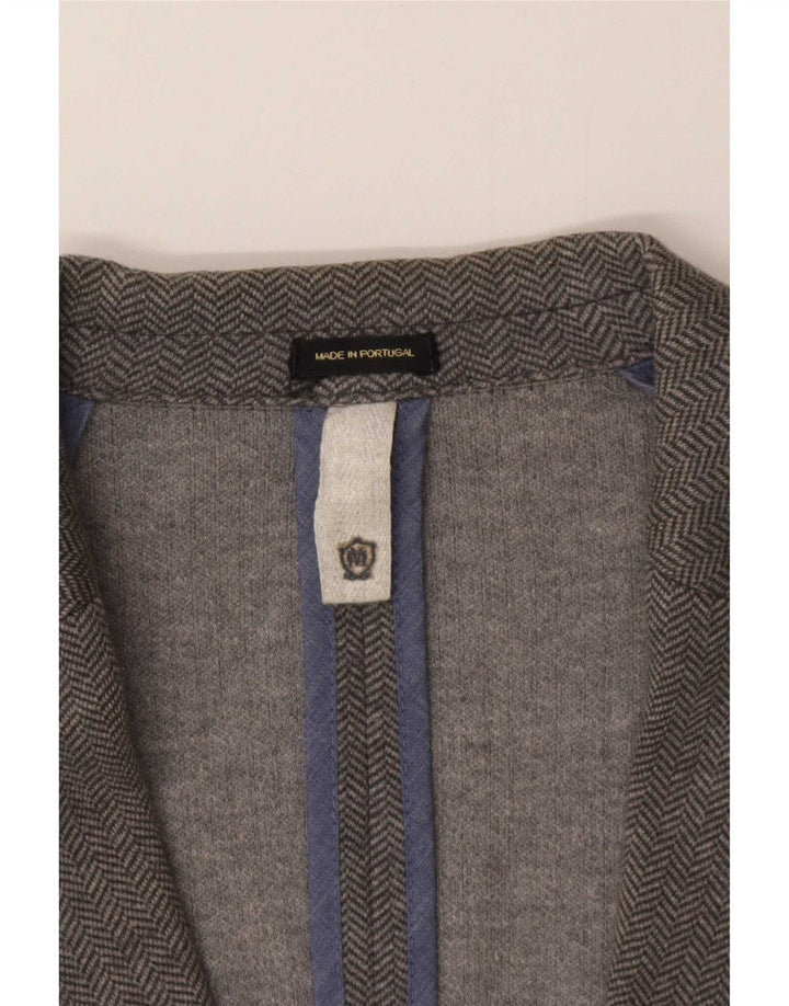 Massimo Dutti Mens 2 Button Blazer Jacket EU 48 Medium Grey Herringbone