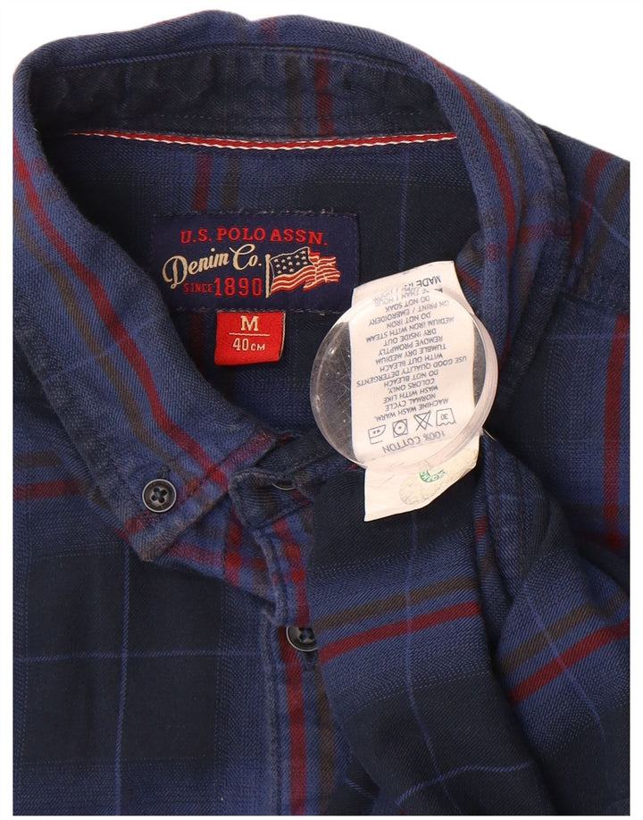 US POLO ASSN Mens Flannel Shirt Medium Navy Blue Check Cotton
