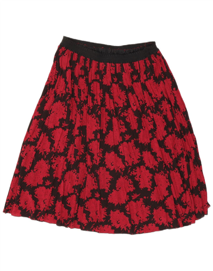 Vintage Womens A-Line Skirt W30 Medium Red Floral Polyester