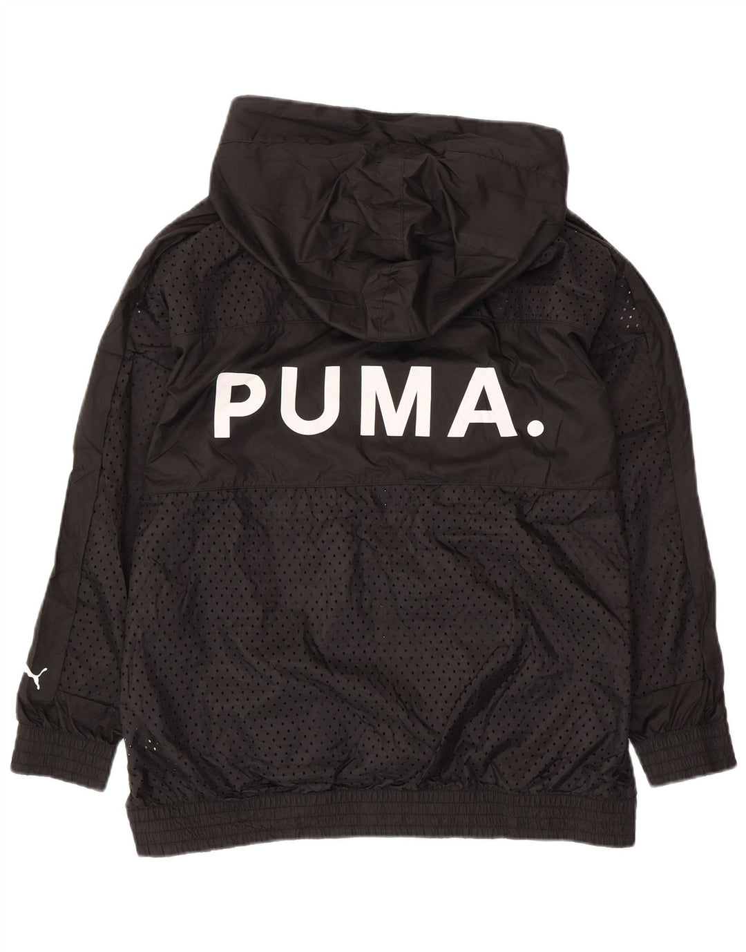 PUMA Mens Graphic Hooded Tracksuit Top Jacket Medium Black Polyester