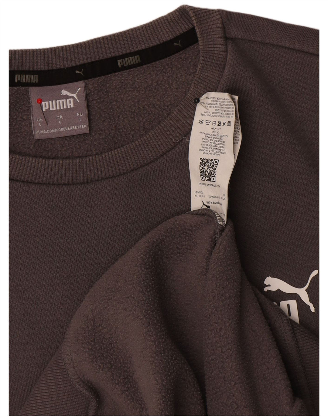 Puma Mens Sweatshirt Jumper Large Grey Cotton