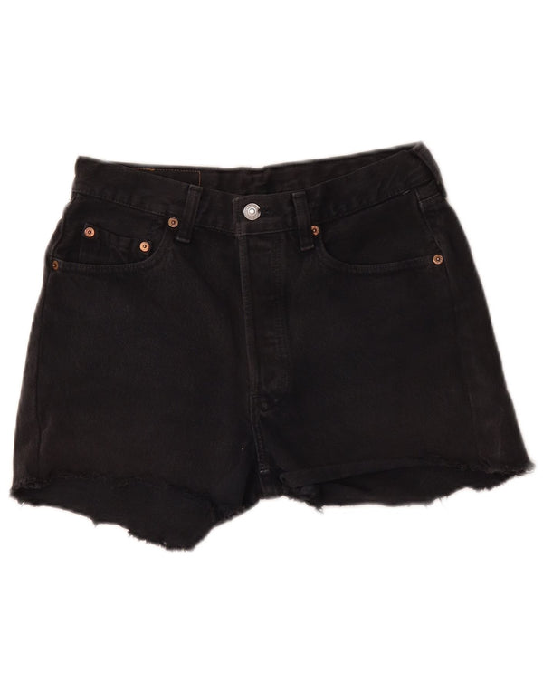 Levi's Womens High Waist Denim Hot Pants W30 Large Black Cotton