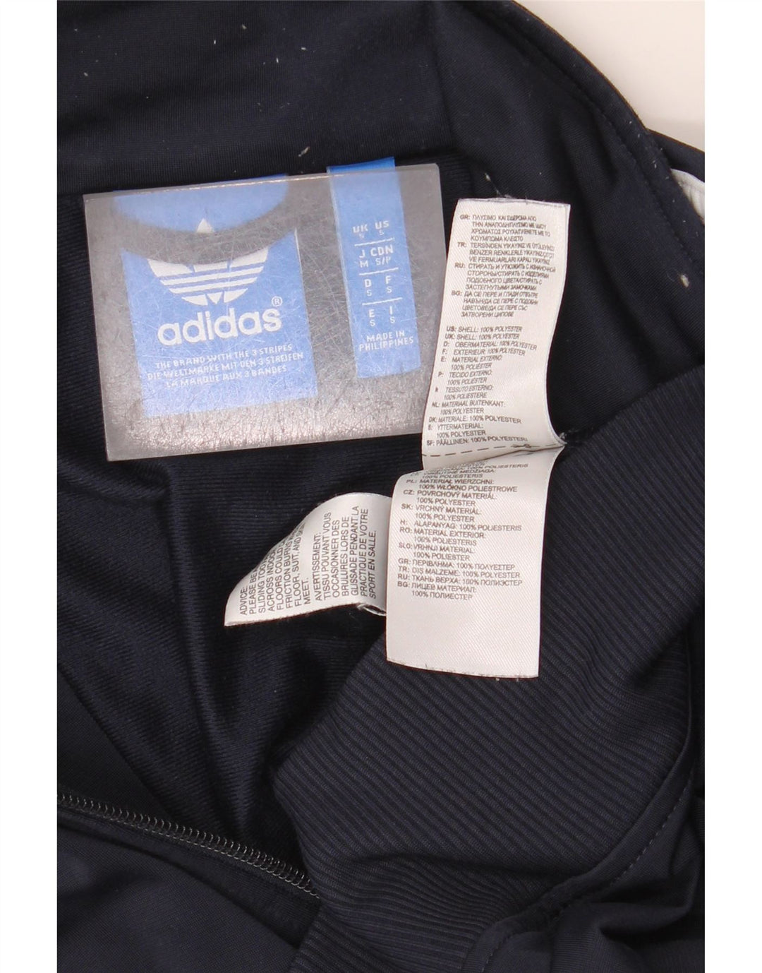 Adidas Mens Tracksuit Top Jacket Small Navy Blue Polyester