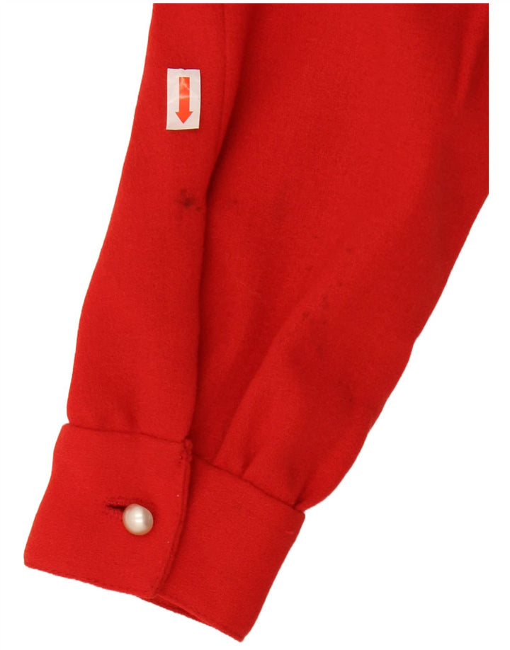 VINTAGE Womens Crop Shirt Blouse UK 12 Medium Red