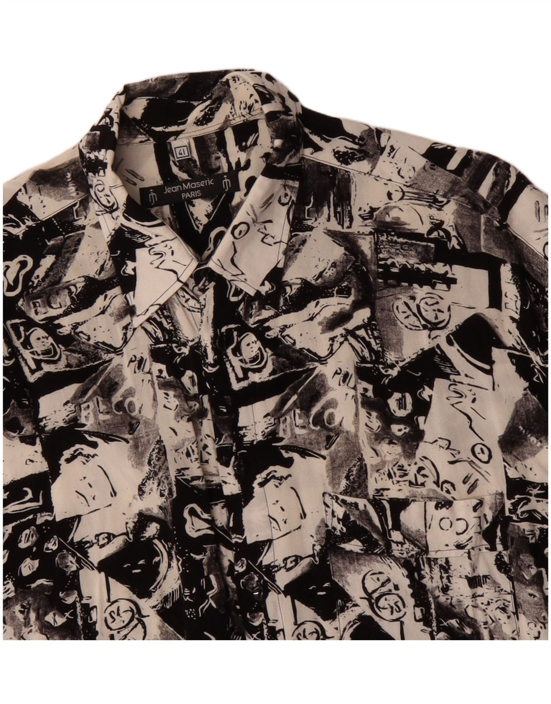VINTAGE Mens Abstract Pattern Shirt Size 41 Large Black