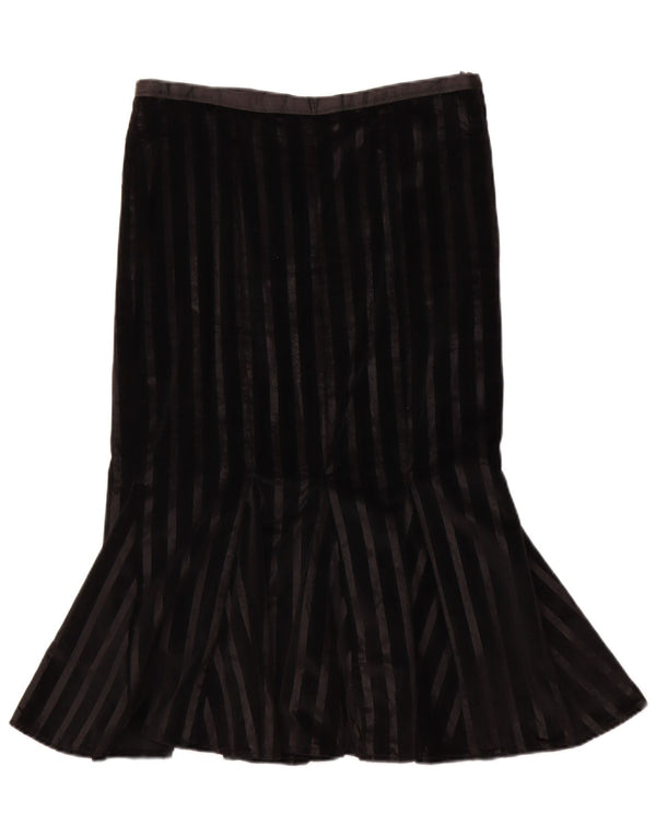 Vintage Womens Velvet Trumpet Skirt W32 Large Black Striped