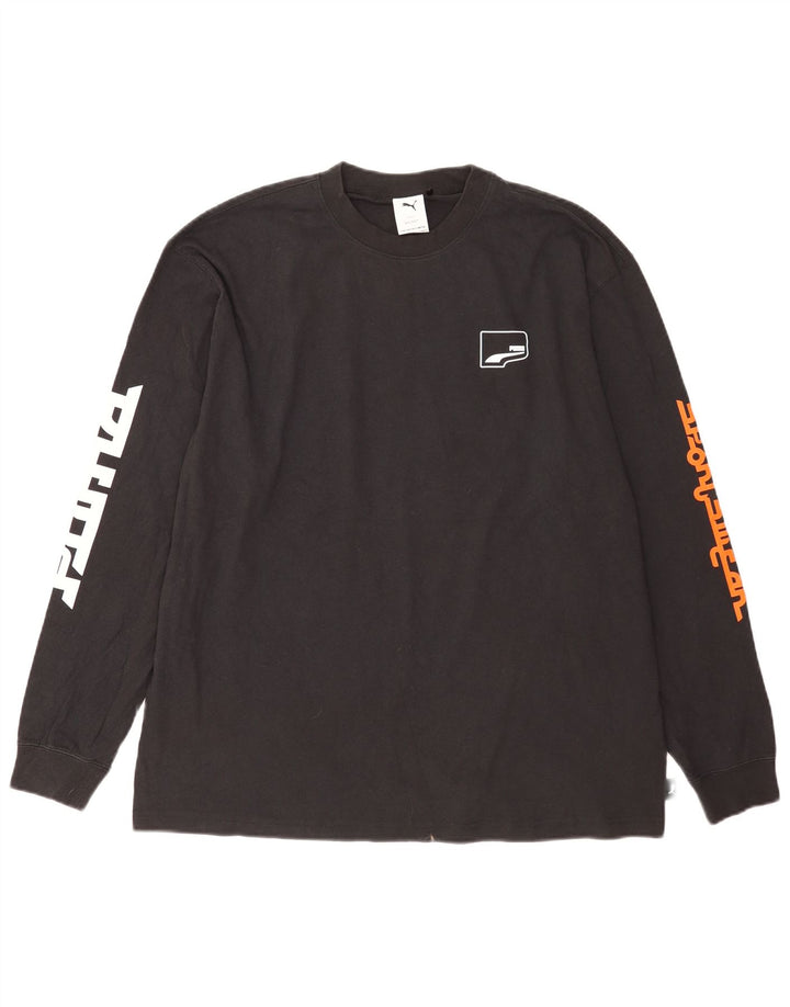 Puma Mens Graphic Top Long Sleeve Large Black Cotton