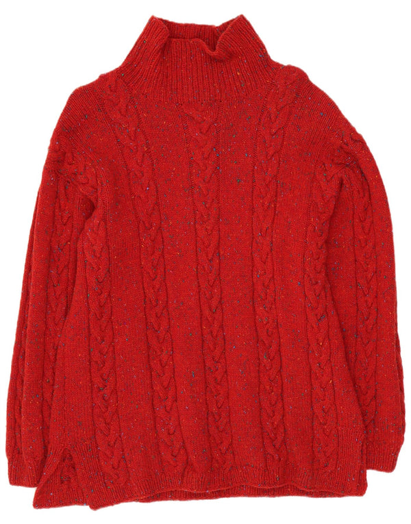 VINTAGE Mens Turtle Neck Jumper Sweater Medium Red Flecked