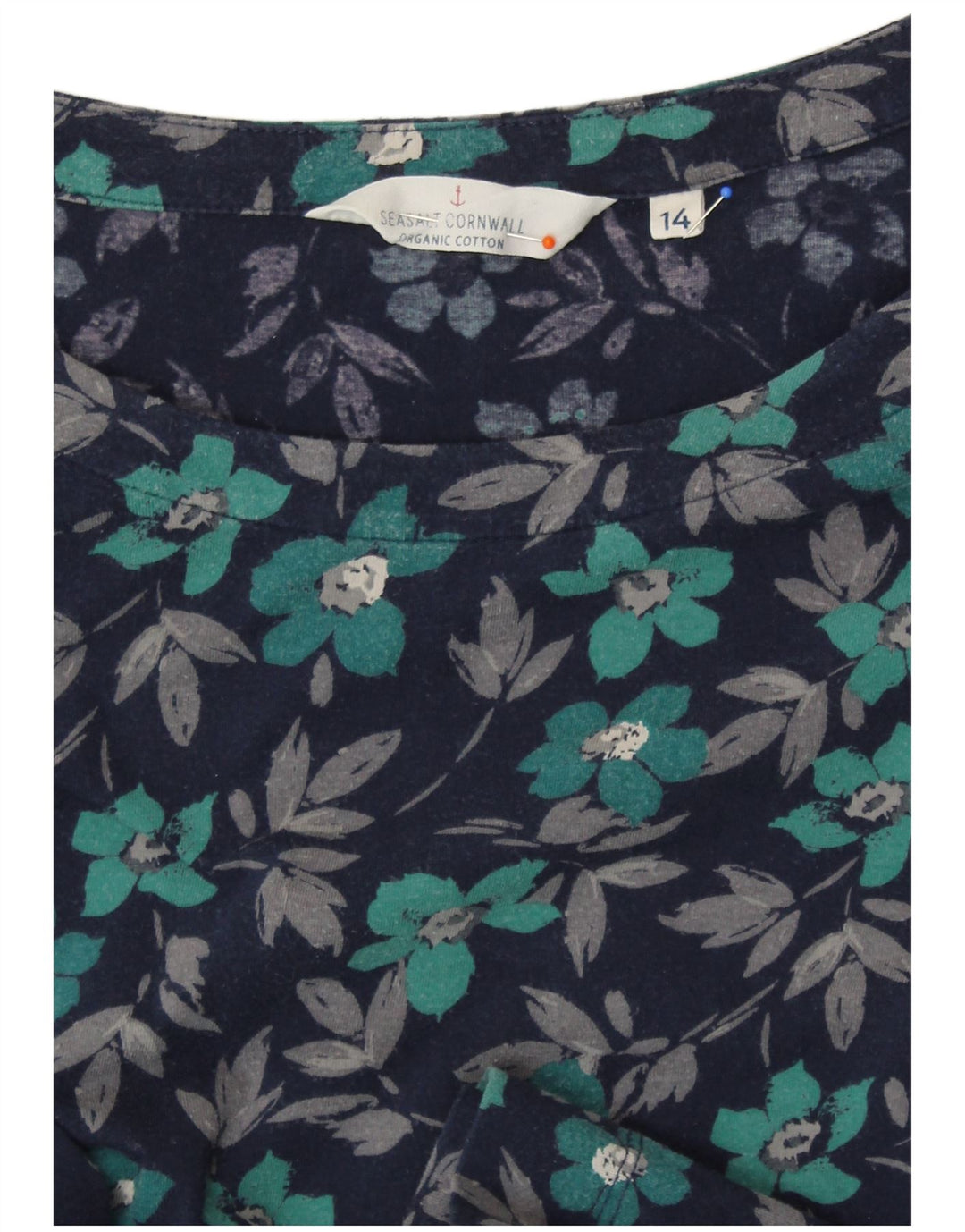 SEASALT CORNWALL Womens A-Line Dress UK 14 Medium Navy Blue Floral