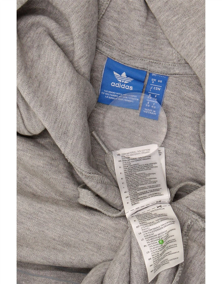 ADIDAS Womens Graphic Oversized Hoodie Jumper UK 8 Small Grey Cotton