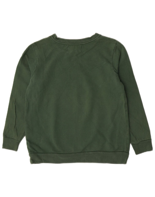 Calvin Klein Jeans Womens Graphic Sweatshirt Jumper UK 6 XS Green Cotton