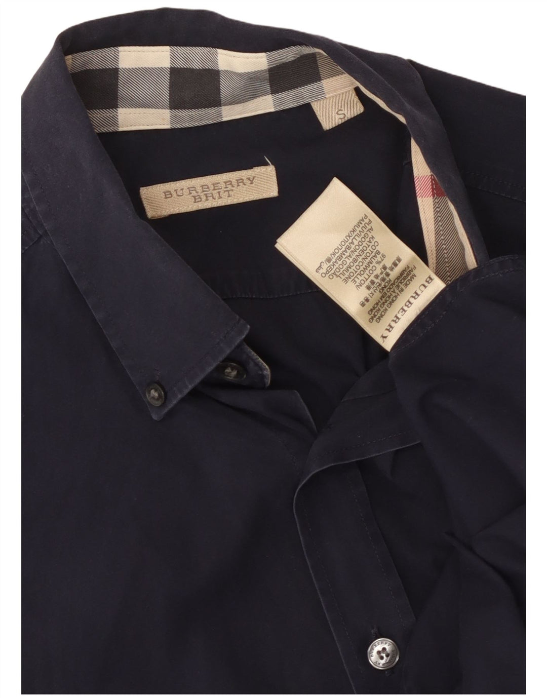 BURBERRY Mens BRIT Shirt Small Navy Blue Cotton