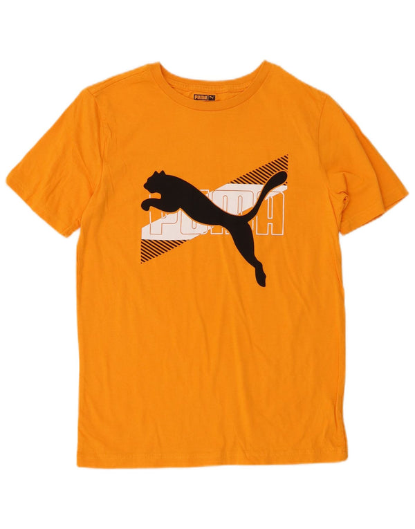 PUMA Boys Graphic T-Shirt Top 13-14 Years Orange Cotton
