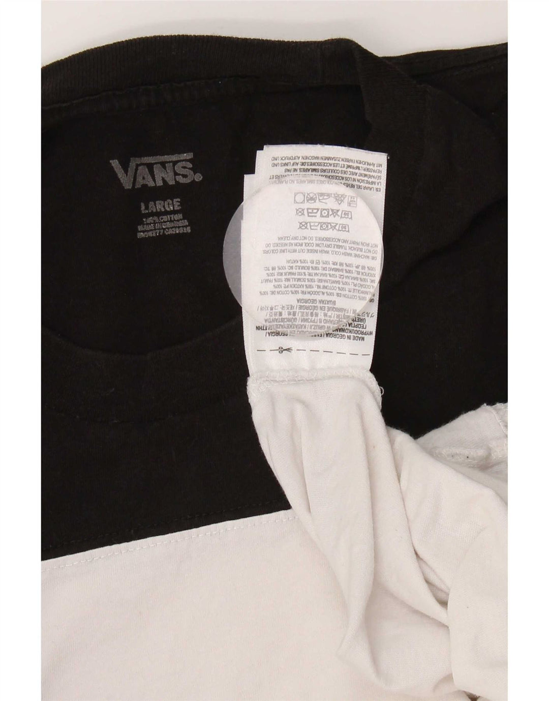 Vans Mens T-Shirt Top Large White Colourblock Cotton