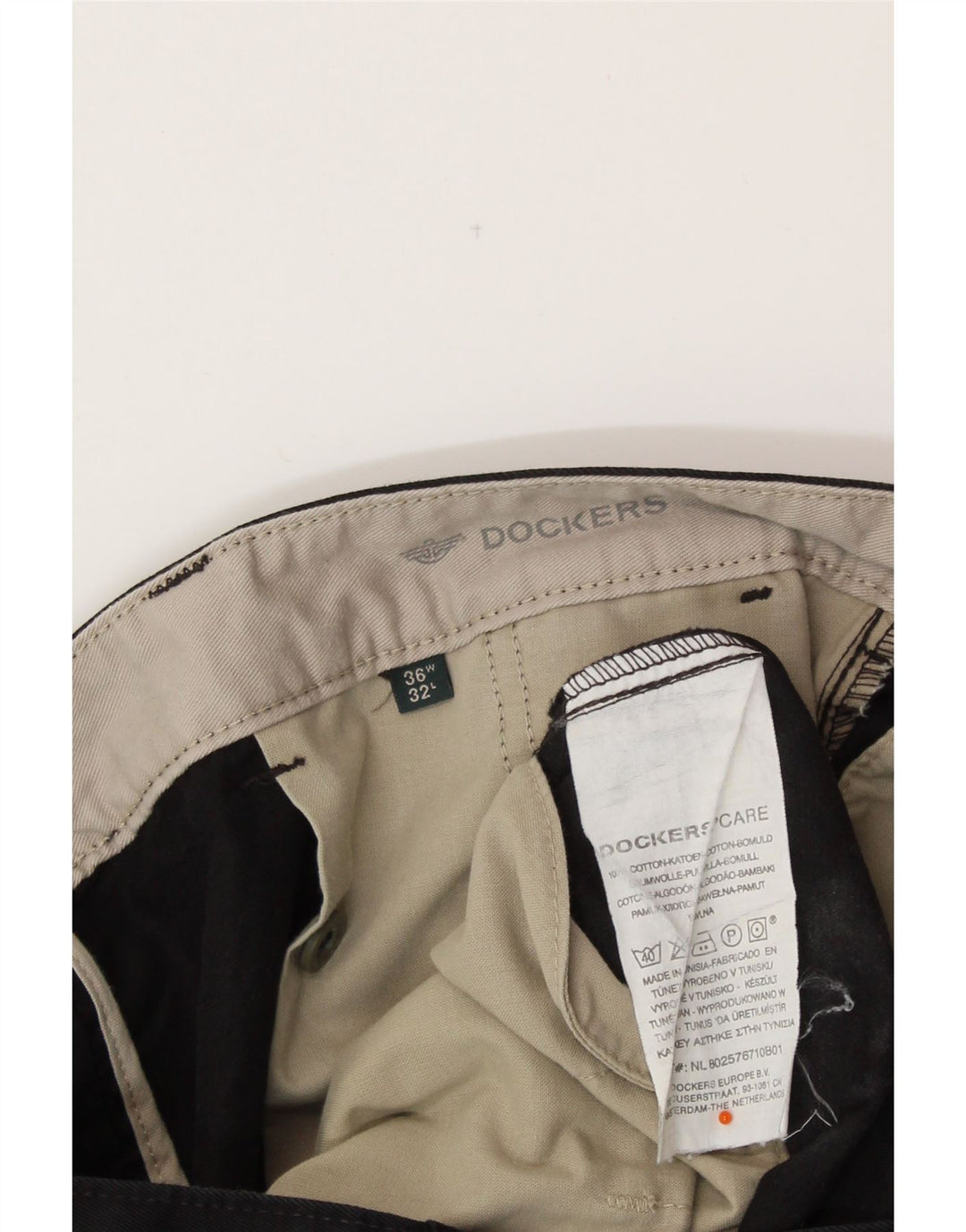 DOCKERS Mens Straight Chino Trousers W36 L32  Black Cotton