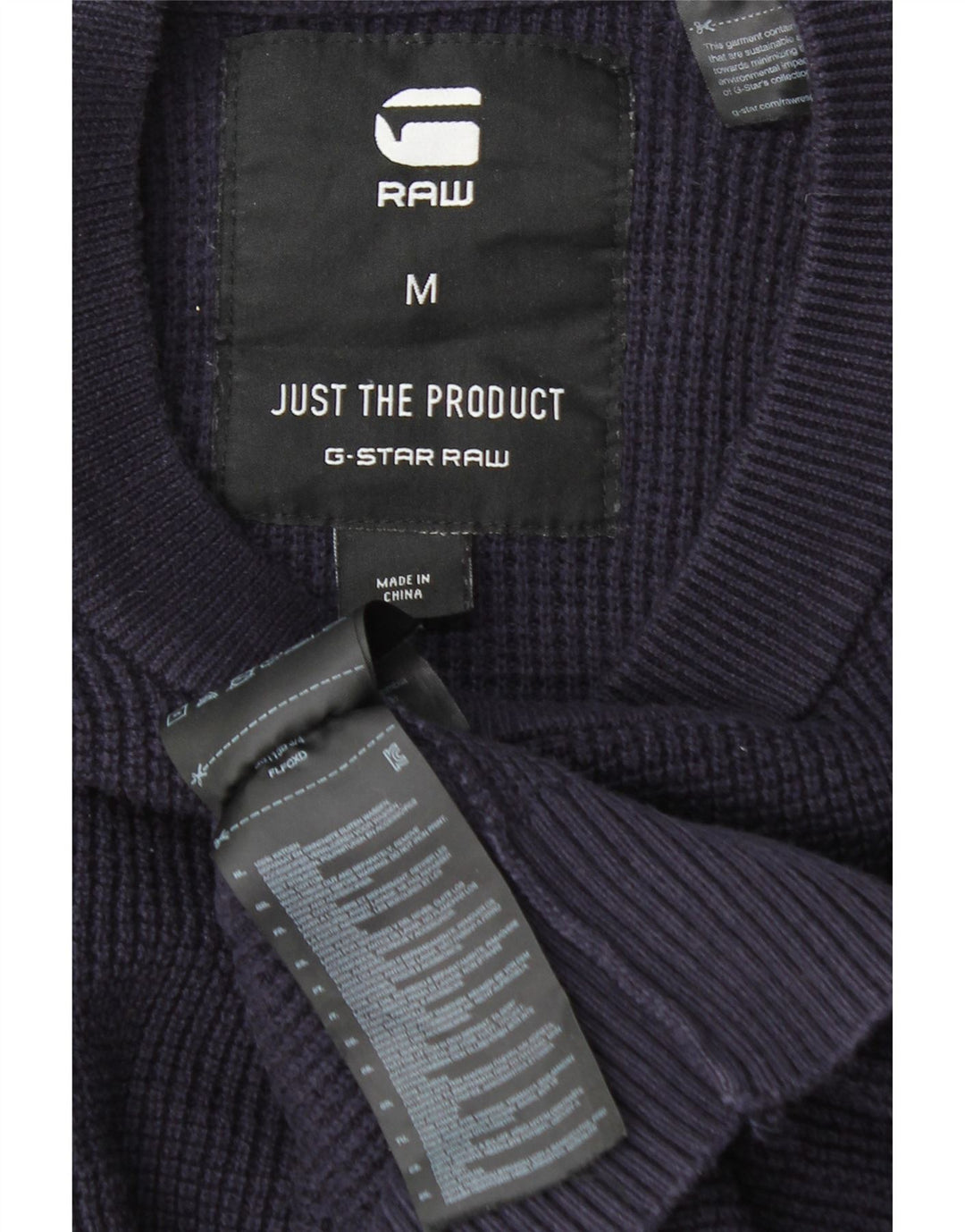 G-Star Mens Crew Neck Jumper Sweater Medium Navy Blue Colourblock Cotton