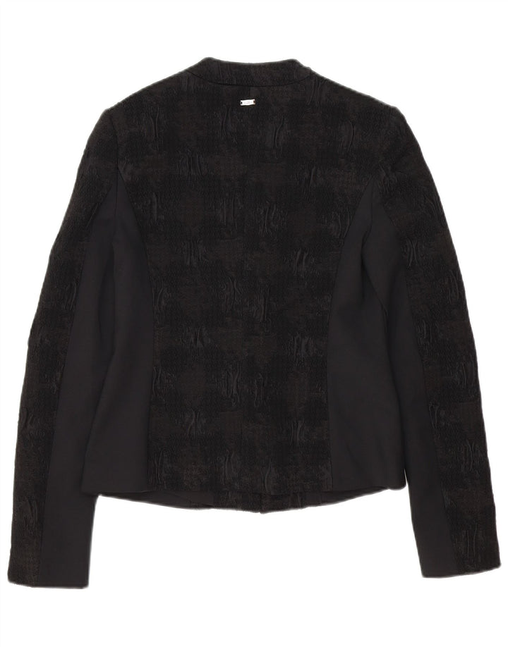 BYBLOS Womens Blazer Jacket IT 40 Small Black Colourblock Acetate