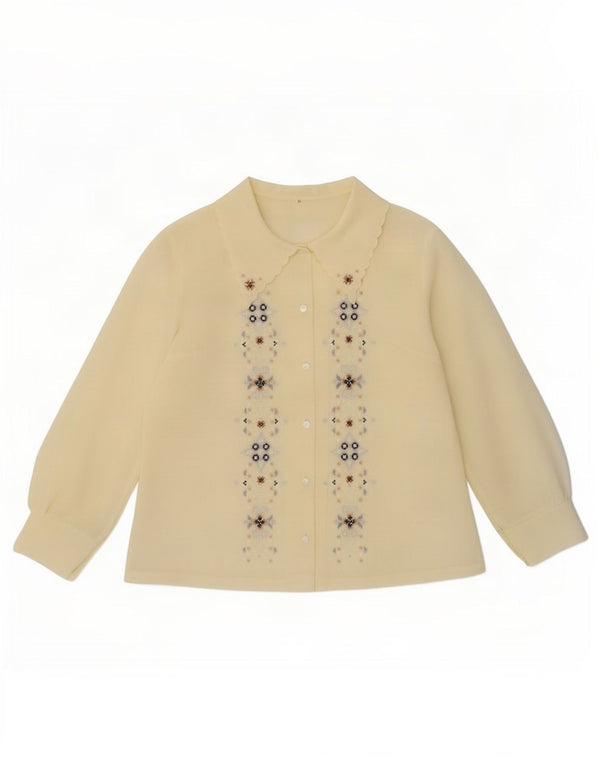 Vintage Womens Shirt Blouse IT 46 Large Yellow Geometric